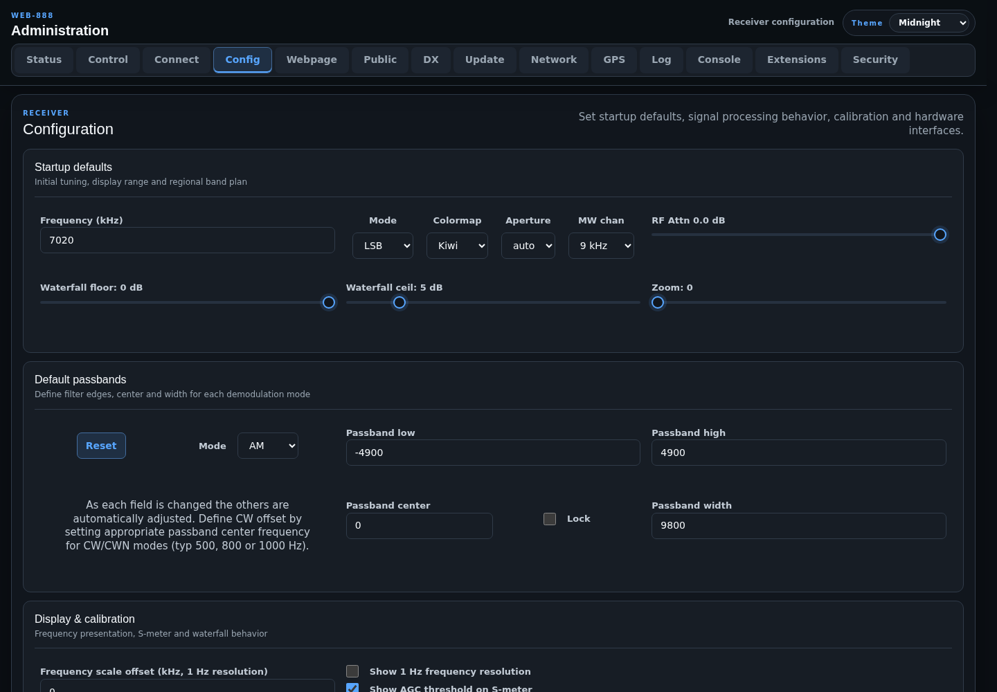 Modern configuration page