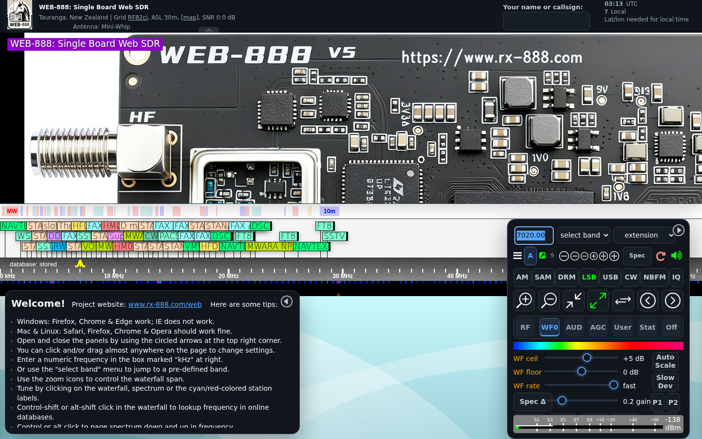 Web-888 receiver with the Midnight theme